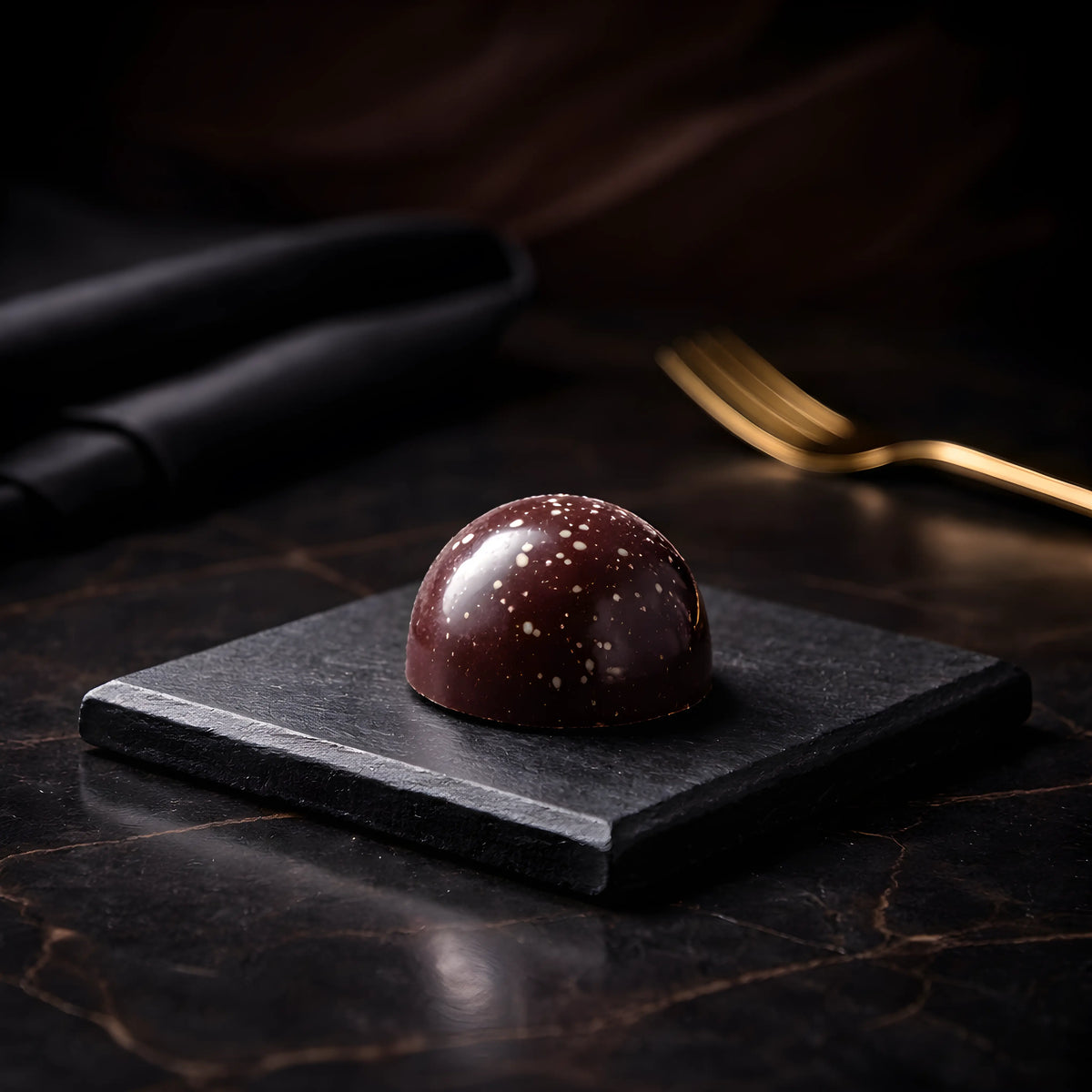Dark Chocolate + Intense Dark Chocolate Ganache + Cocoa Nibs